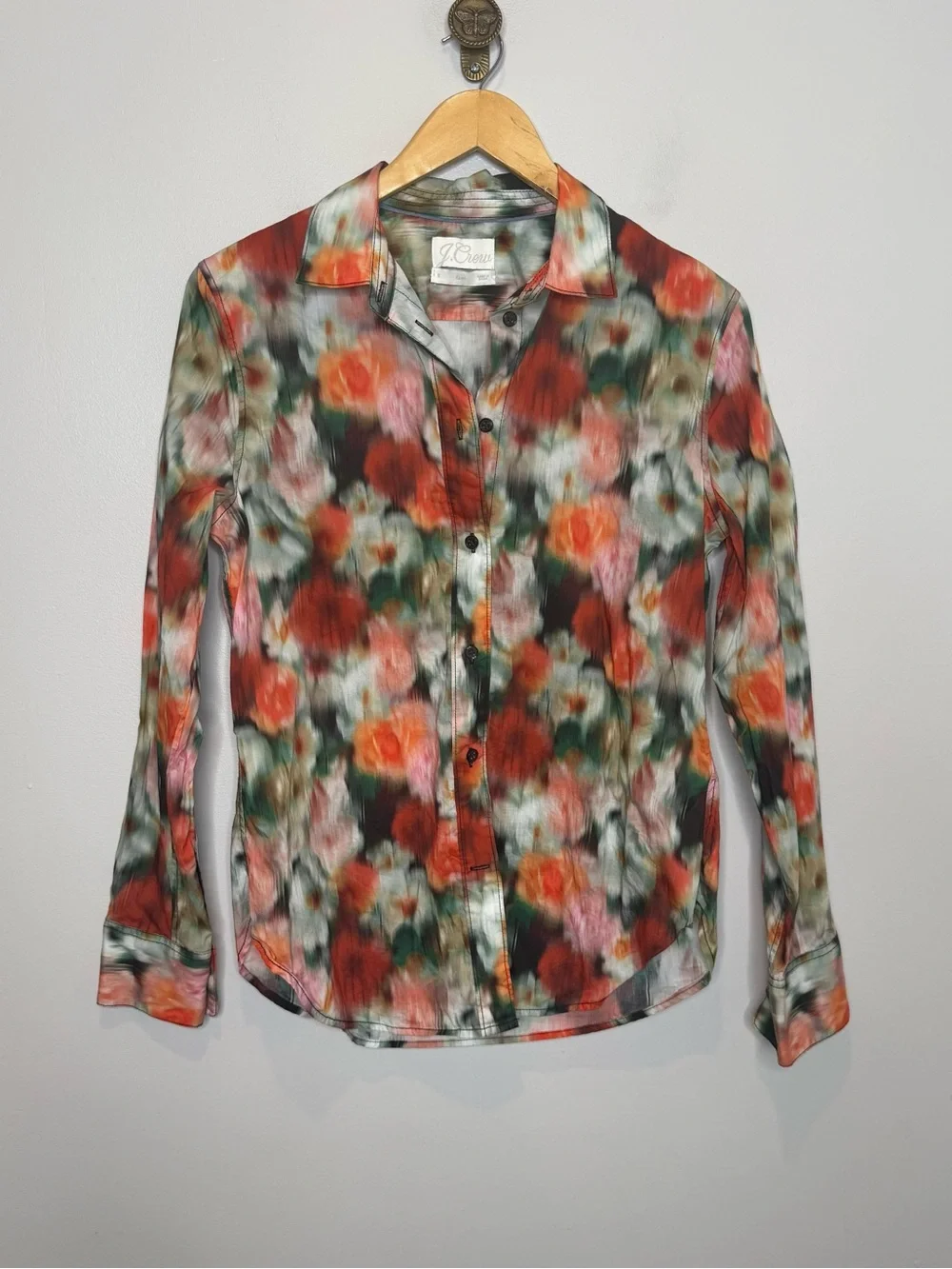 J. Crew Liberty Hazy Days Button Shirt Women's Size 6 Slim Fit Cotton Floral Top